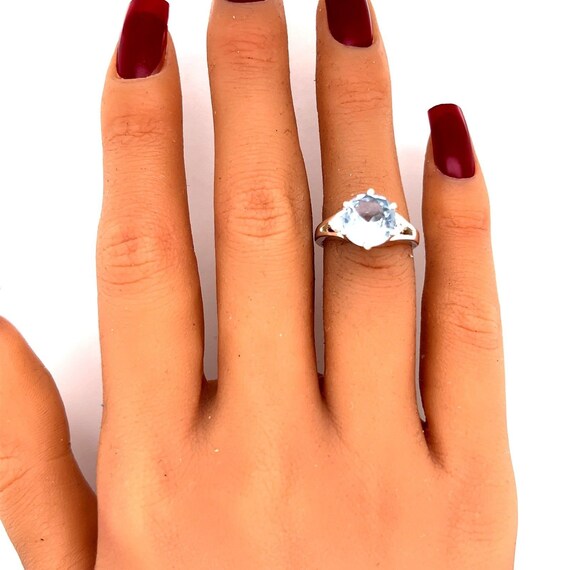 Sterling Silver 925 Blue Solitaire Cz Ring - image 9