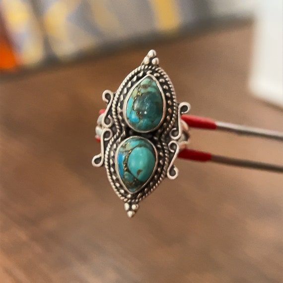 Silver 925 2-Turquoise Ring - image 2