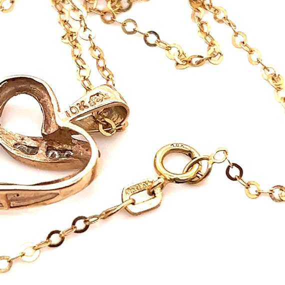 10k Round/Baguette Diamonds Heart Pendant Necklace - image 5
