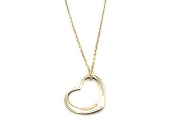 Tiffany and Co Elsa Peretti Open Heart Necklace Sterling Silver 925 16 Inch