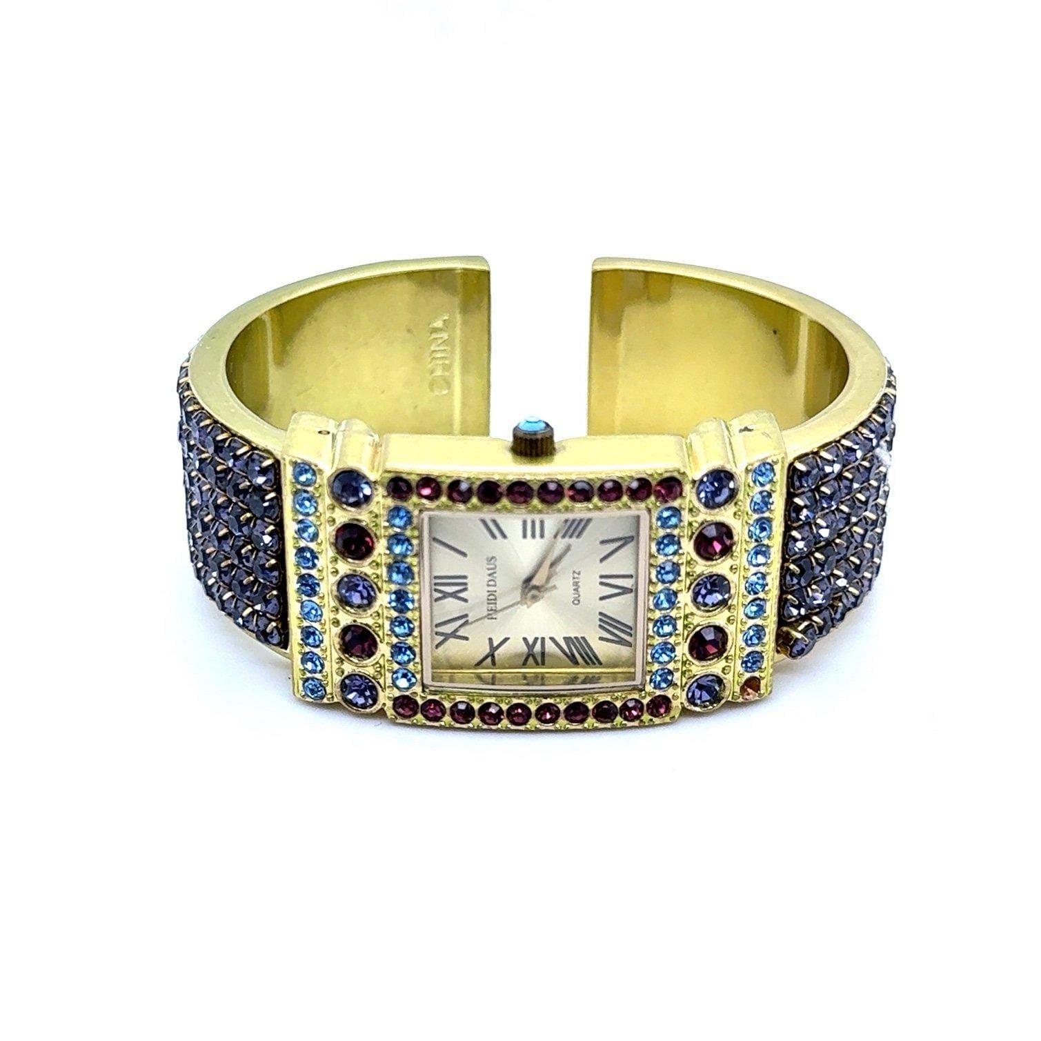 Heidi Daus Double Trouble 2 Pc Watch Set Topaz Amethyst Color Swarovski Crystals Marty Bentley | Gorgeous Vintage Heidi Daus Art Deco Style  main image 2
