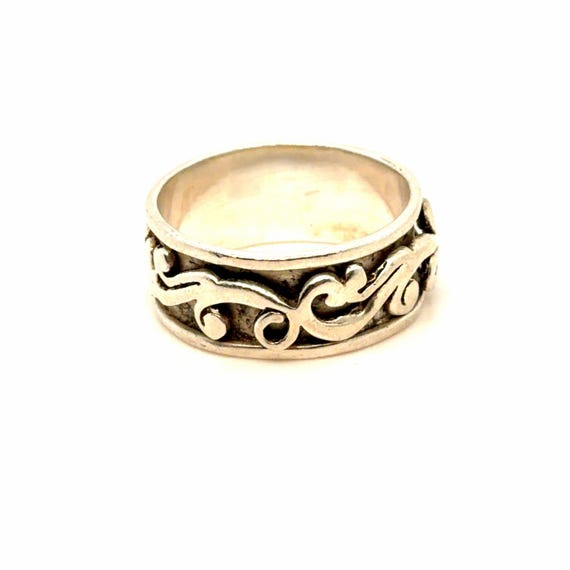 Silver 925 Scroll Spinner Ring - image 1