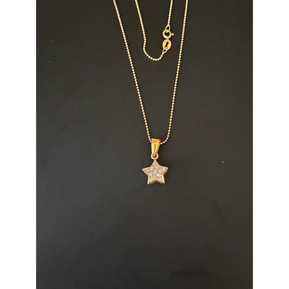 18k Gold Star Pendant 14k Gold Ball Chain Necklac… - image 7