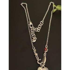 Brighton Silver Tone Convertible Four Leaf Clover Heart Faith Love Luck Necklace image 7