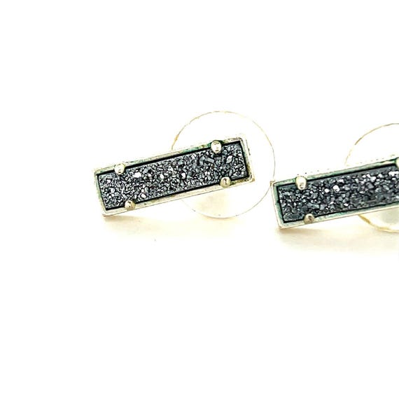 Kendra Rectangular Druzy Earrings - Silvertone - image 3