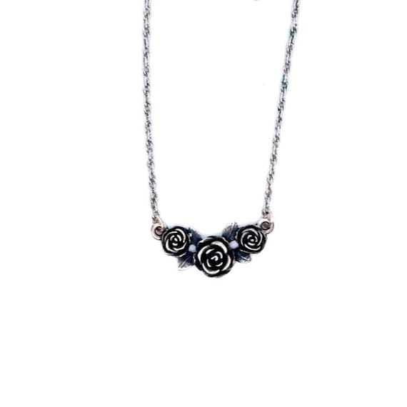 James Avery Silver Rose Trio Necklace