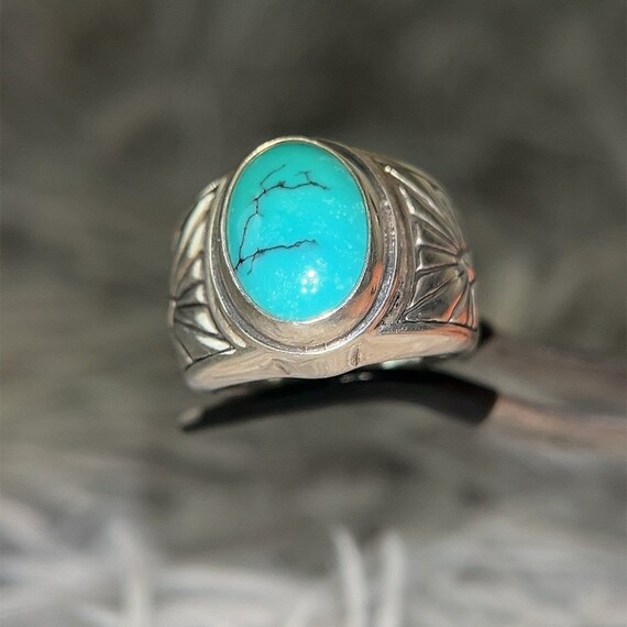 Oval Shaped Turquoise 925 Ring - image 6