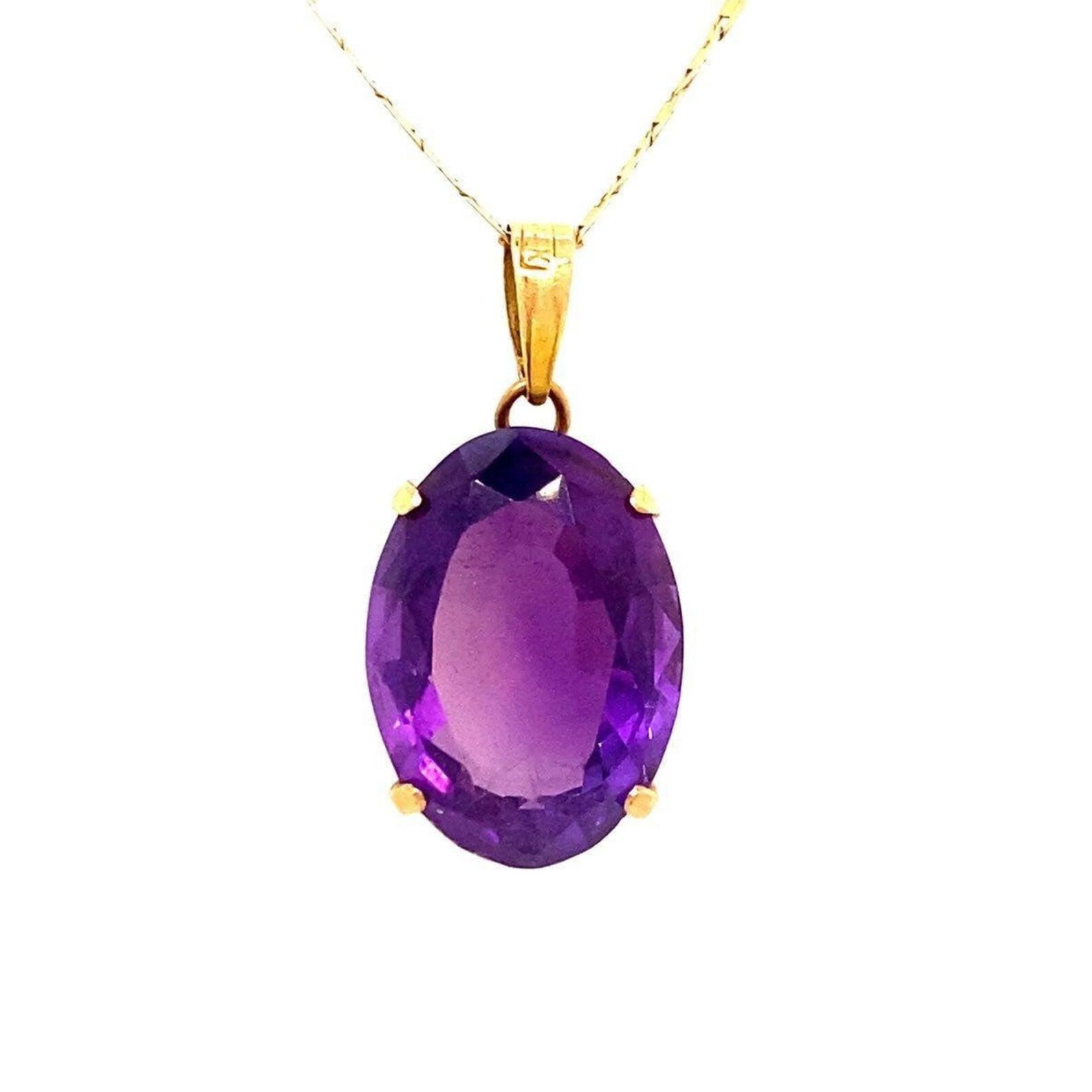 14k/10k Oval Shaped Amethyst Pendant Necklace Etsy