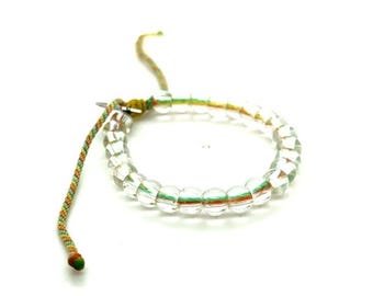 4Ocean Clear Glass Bead Bracelet on Multicolor Braided Cord
