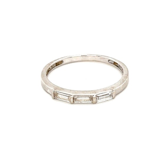 Thin 14k WG CZ Stacking Band Ring