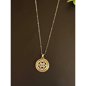 Brighton Mixed Metal Reversible Scroll Pendant Necklace Silver Gold Tone Crystal image 3