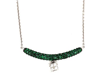 Stunning 14k Green Diopside & Diamonds Necklace