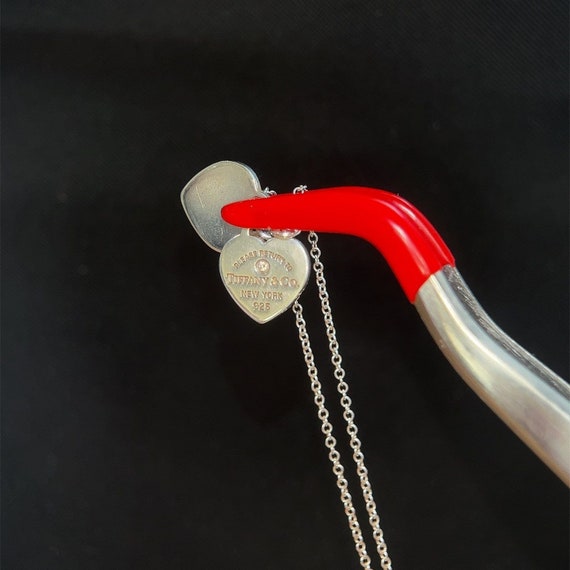 T&Co. 925 Mini Double Heart Tag Diamond Necklace - image 2