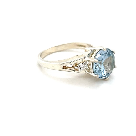 Sterling Silver 925 Blue Solitaire Cz Ring - image 2
