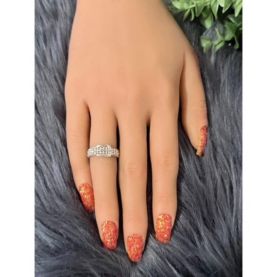 Silver 925 Buckle Mesh Ring - image 5