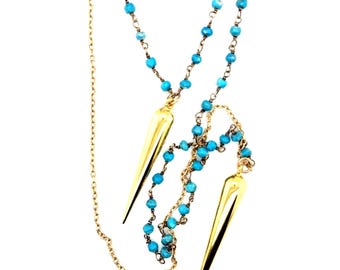 Collar en capas de turquesa y cuerno