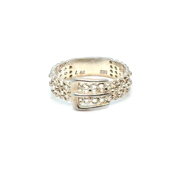 Silver 925 Buckle Mesh Ring - image 1