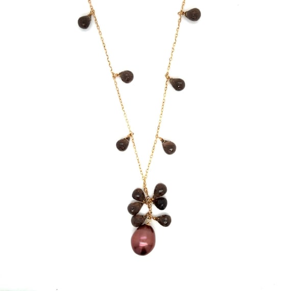 14k Gold Pearl Y Necklace - image 1