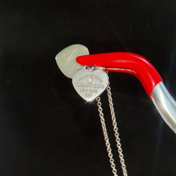T&Co. 925 Mini Double Heart Tag Diamond Necklace - image 3