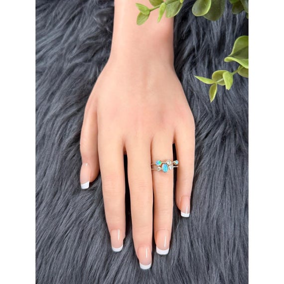 Sterling Silver 925 Stackable Opal Ring Set - image 9