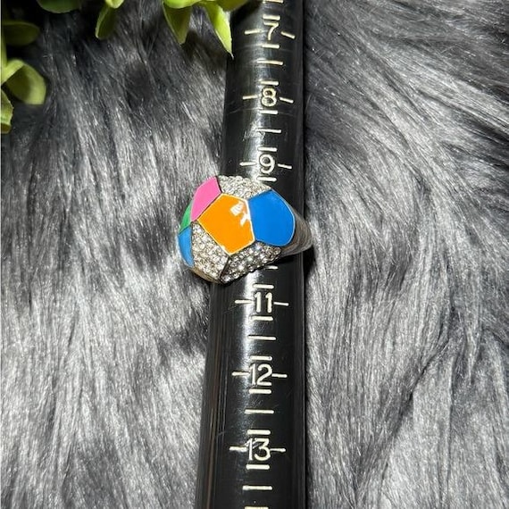 Colorblock Crystal Dome Statement Ring - image 4