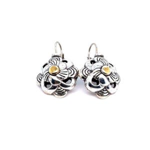 Brighton Silver-Tone Floral Drop Earrings with Gold Accent image 1