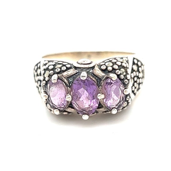 Sterling Silver 3-Amethysts Ring