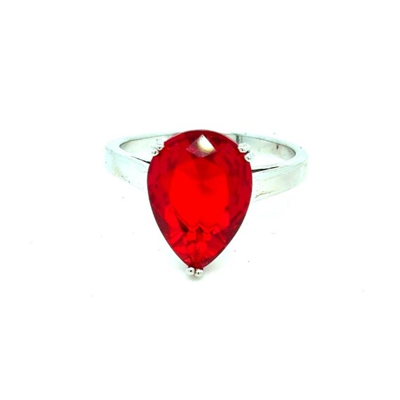 Teardrop Shaped Ruby Color Stone Ring - image 1
