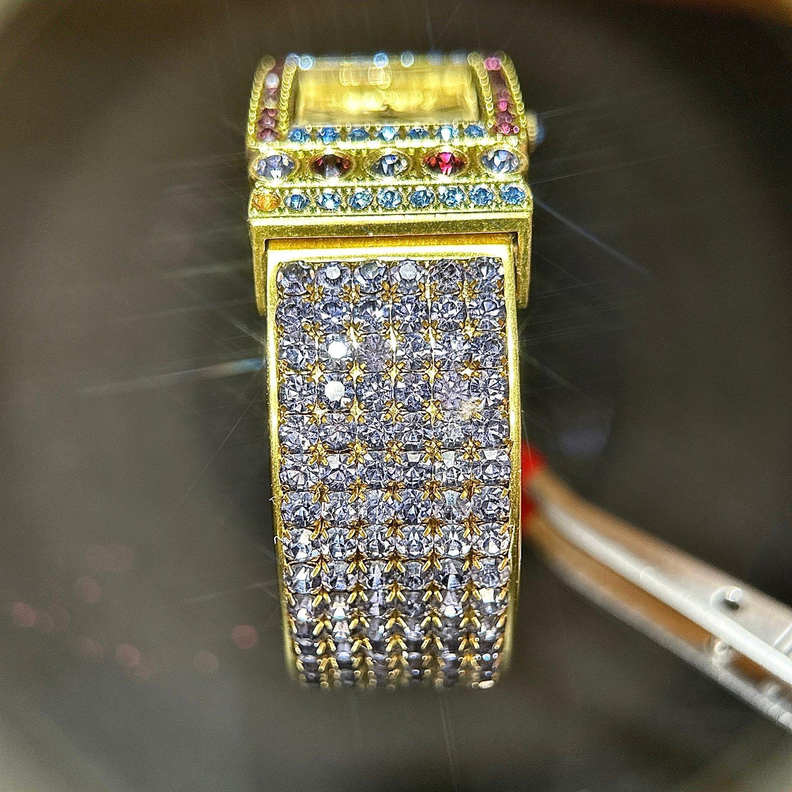 Heidi Daus Purple‎ Stones Band Cuff Watch Heidi Daus Brass-tone Purple Glass Bead | Mercari main image 2