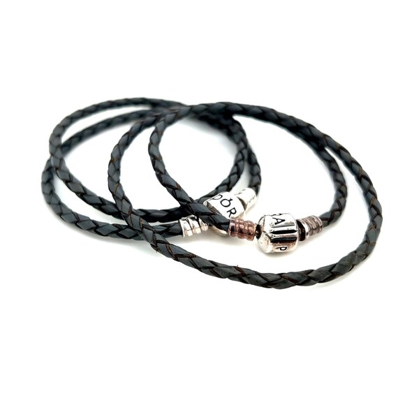 2 Pandora Gray Leather Cord Bracelets - Etsy