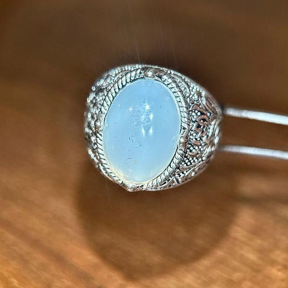 Large Milky White Stone Ring - image 2