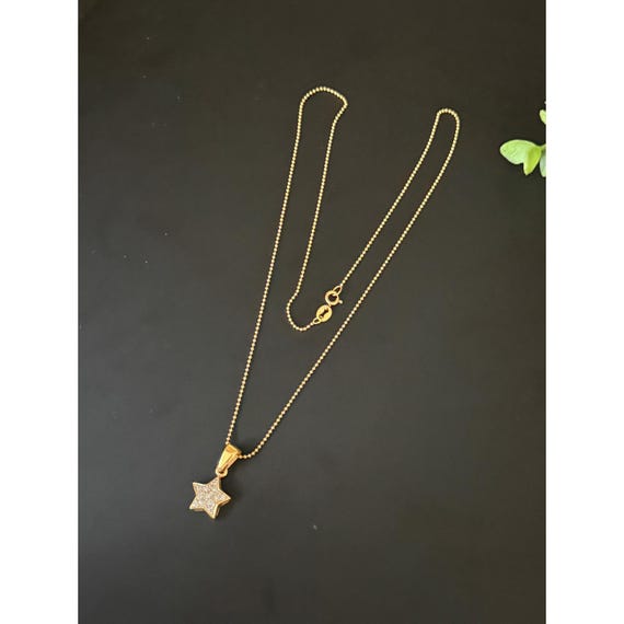 18k Gold Star Pendant 14k Gold Ball Chain Necklac… - image 9