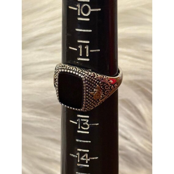 Rectangular Black Stone Ring - image 6