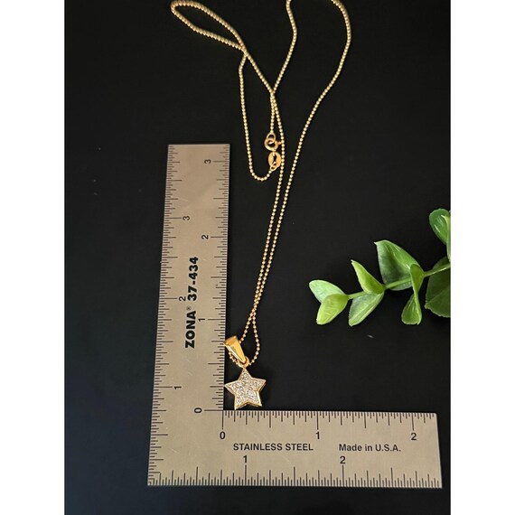 18k Gold Star Pendant 14k Gold Ball Chain Necklac… - image 3