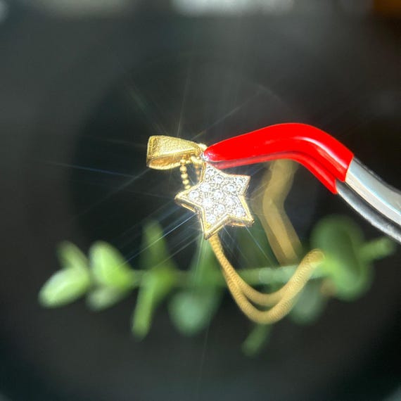 18k Gold Star Pendant 14k Gold Ball Chain Necklac… - image 5