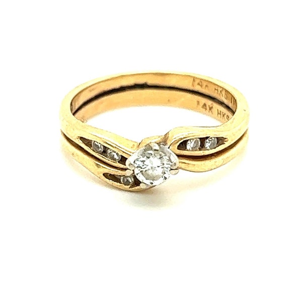 14k Soldered Bands Diamond Vintage Ring