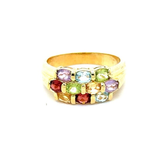Gold Colored Multi-Stones Ring - image 1