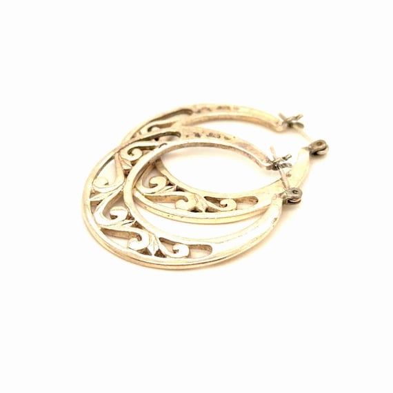 Silver 925 Scroll Hoops Earrings - image 1