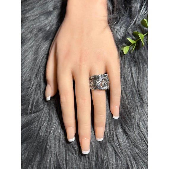 Silver 925 Scroll Leaf Design Ring - image 6