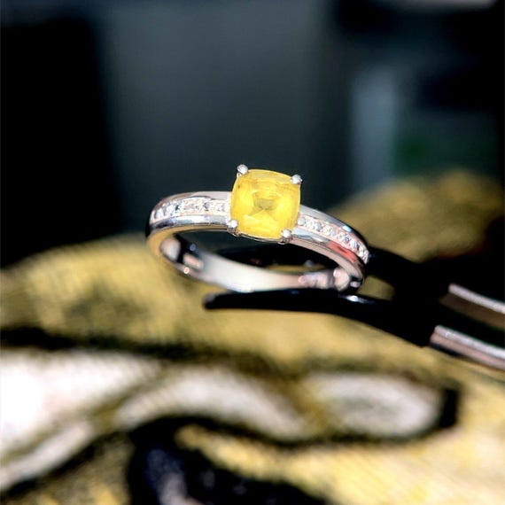 Silver 925 Yellow Stone Ring - image 6