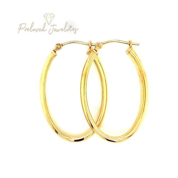 Oval-Shaped 14k Gold Hoops - image 3