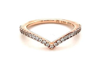 Pandora Rose Sparkling Wishbone Heart Ring W/ Clear Zirconia ...