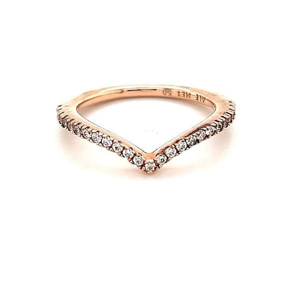 Pandora Sparkling Wishbone Rose Gold Ring - Etsy
