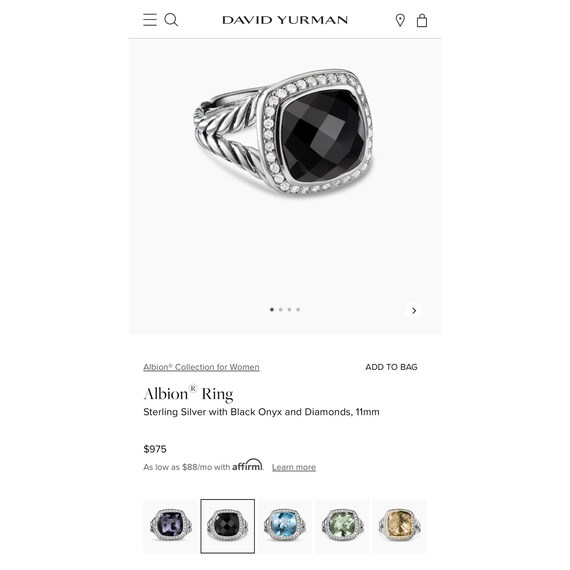 D.Y. 925 Onyx/Diamonds Albion Ring (11mm) - image 8