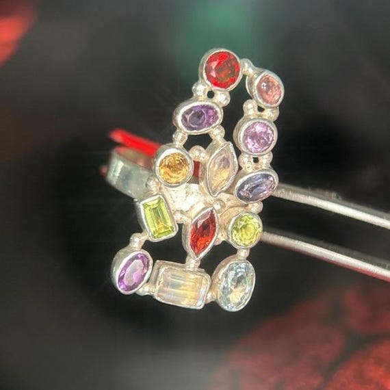 Multi-Stone Silver 925 Ring - image 7