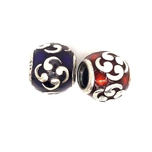 2 Pandora Purple & Red Scroll Charms