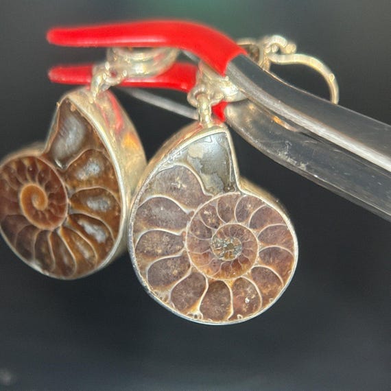 925 Silver Coiled Shell Citrine Dangle Earrings - image 2