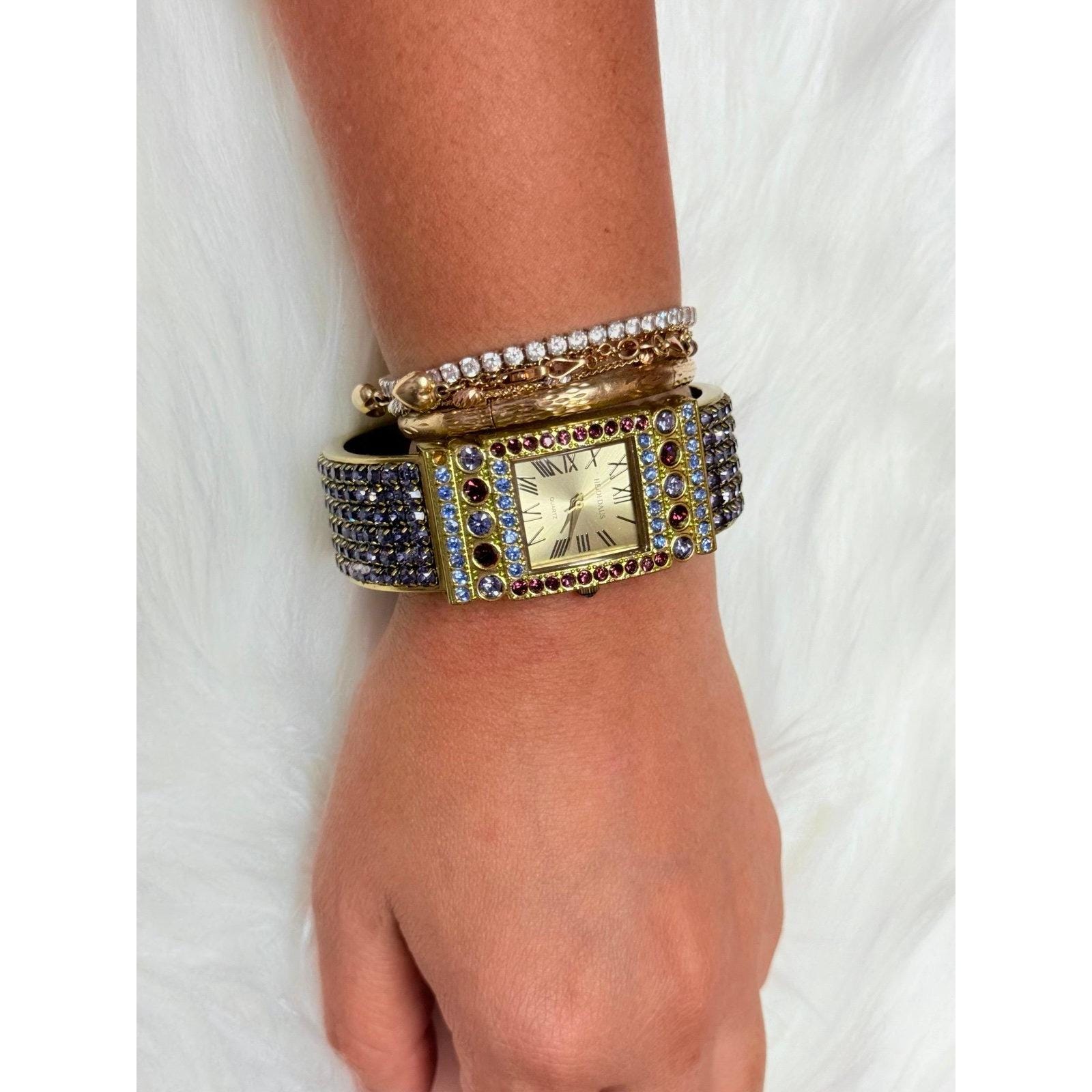 Heidi Daus Purple Stones Band Cuff Watch - Etsy display picture 2