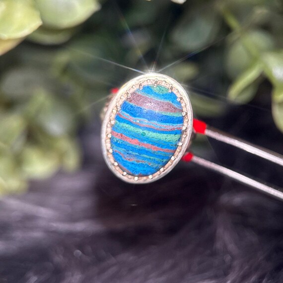 Silver 925 Blue Stone Ring - image 2