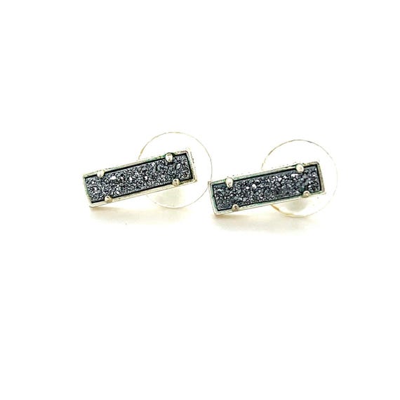 Kendra Rectangular Druzy Earrings - Silvertone - image 1